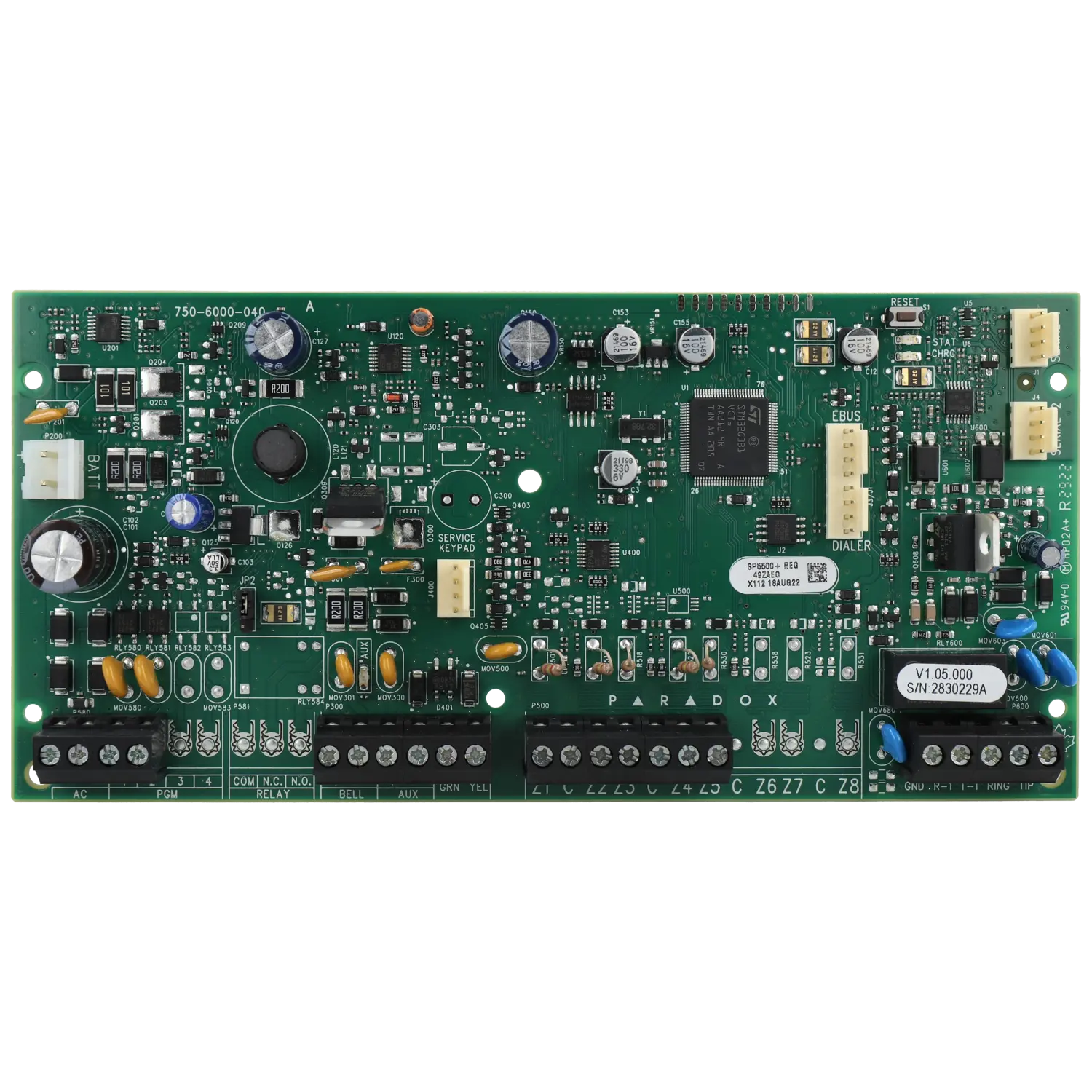 Central  cableada con 5 zonas en placa