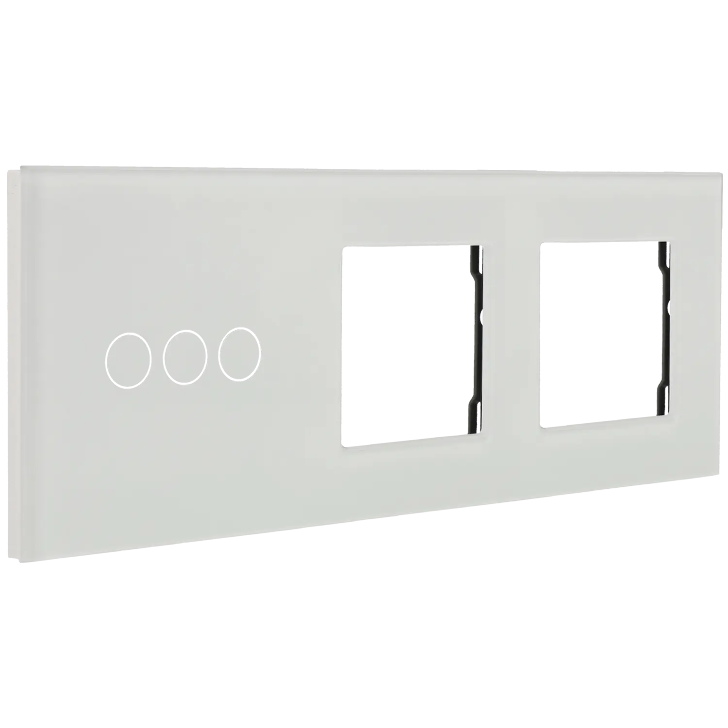 Switch panel with 3 buttons and frame for 2 devices